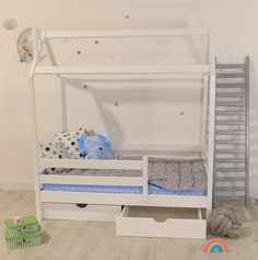 Детская кровать домик Mi-Gusta Ballu из массива дерева, белый 100003