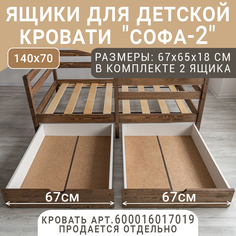 Выкатные ящики для кроватки ВОЛХАМ Софа-2, темно-коричневый, 140х70 Volham
