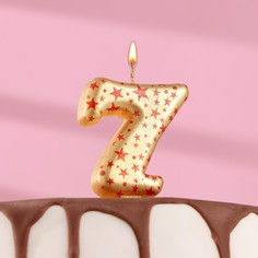 Свеча в торт "Саната", цифра "7", золотая с красными звездами, 5,5 см Страна Карнавалия