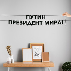 Гирлянда-растяжка Путин президент мира! VN725 черная No Brand