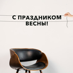 Гирлянда-растяжка С праздником весны! VN333 черная No Brand