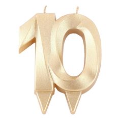Свеча для торта цифра 10 золотая 6,5 см No Brand
