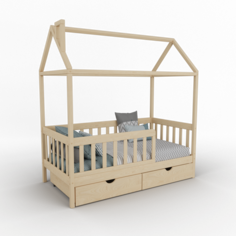 Детская кровать Mi-Gusta Verdi Домик, без покраски, 160х80 см