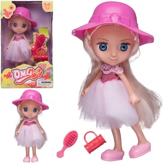 Кукла ABtoys Цветочная фантазия в платье и розовой шляпке 16,5 см 65006/бело-розовое