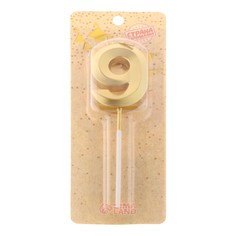 Свеча праздничная цифра 9 Страна Карнавалия Грань на шпажке золотистая 5 см