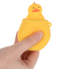 Игрушка-антистресс, 7 см, резина, желтая, Утенок в корзине, Duck Kuchenland