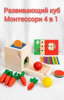 Развивающая Игрушка Монтессори Деревянная 4 В 1 Сортер No Brand