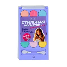 Набор теней детских для век 12 цв, 4 с блёстками, 8 матовые + аппликатор No Brand