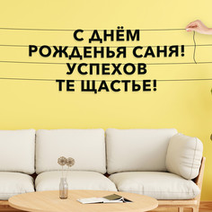 Гирлянда-растяжка С днём рожденья саня! Успехове те щастье! VN692 черная No Brand