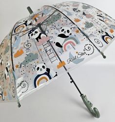 Зонт-трость детский Galaxy полуавтомат С-536 панда серый 15888