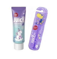 Детская зубная паста SPLAT Juicy Lab Сочный Виноград 72г, зубная щетка, мягкая, фиолетовая