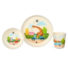 Набор детской посуды Lalababy, Play with Me Busy Animals, 9946159, тарелка, миска, стакан