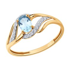 Кольцо из красного золота р. 19,5 Diamant 51-310-01702-1, фианит/топаз