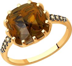 Кольцо из красного золота р. 17,5 AllTime 6014202_s, раухтопаз\бриллиант