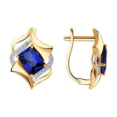Серьги из красного золота Diamant 51-320-00947-1, корунд искусственный/фианит