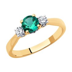Кольцо из красного золота р. 16 SOKOLOV Diamonds 3010590, бриллиант/изумруд