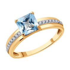 Кольцо из красного золота р. 19,5 Diamant 51-310-01729-1, фианит/топаз