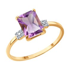 Кольцо из красного золота р. 18 Diamant 51-310-02423-1, фианит/аметист