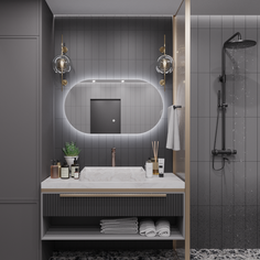 Зеркало Олимпия 60*120 "парящее" для ванной c холодной LED-подсветкой горизонтальное Alias