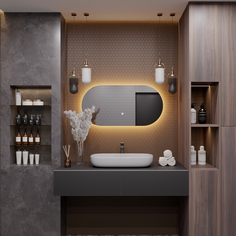 Зеркало Olivia 60*120 "парящее" для ванной c тёплой LED-подсветкой горизонтальное Alias
