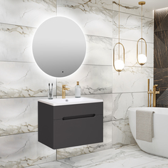 Мебель для ванной Runo Парма 60 графит подвесной с зеркалом Руан D 65 РУНО