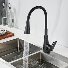 Смеситель для кухни Raffine F313H-3 с гибким изливом из нержавеющей стали черный