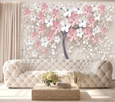 Фотообои Dekor Vinil "3D Дерево на бежевом фоне" 300х270 см