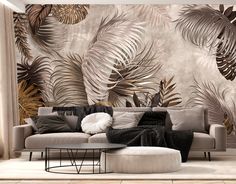 Фотообои Dekor Vinil "Тропические листья в бежево-коричневых оттенках" 400х270 см