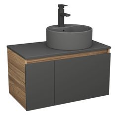 Комплект: тумба Bau Dream Blackwood графит 80,раковина BAU Element,смеситель Hotel Black Bauedge