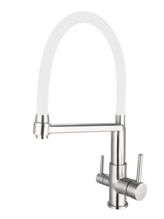 Смеситель для кухни ESKO K26 W с питьевым фильтром, гибкий излив, белый ЕСКО