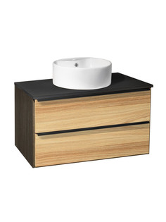 Тумба с раковиной Runo МАЛЬТА 70, дуб черный, с раковиной Sole D 40 РУНО