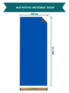 Обои магнитно-меловые UNIWALL, R120-300P/синий, синий 120х300