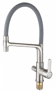 Смеситель для кухни Hansen HL15075GP с гибким изливом и подключением под фильтр сатин