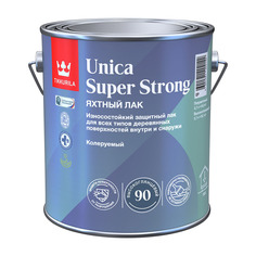 Лак уретано-алкидный Tikkurila Unica Super Strong 90, глянцевый, база EP, бесцветный, 2,7