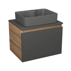 Комплект: тумба Bau Dream Blackwood графит 60,раковина BAU Cerama 48х37,темно-серая Bauedge