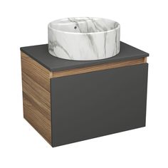 Комплект: тумба Bau Dream Blackwood графит 60,раковина BAU Element D41,мрамор Bauedge