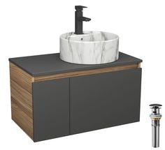 Комплект: тумба Bau Dream Blackwood 80,раковина BAU Element,смеситель Hotel Black,выпуск Bauedge
