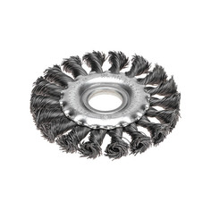 Щетка для УШМ KRANZ, дисковая, крученая стальная проволока, 100мм, отв. 22,23мм KR-91-1200