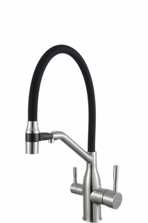 Смеситель для кухни Frap F4397-5 c подключением фильтра, черный/сатин