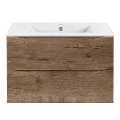 Тумба под раковину Vincea Mia Slim 800 подвесная, 2 выкатных ящика soft close, V.Oak