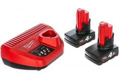 MILWAUKEE M12 NRG-402 Энергокомплект - 2 Аккумулятора 12В, 4 А*ч + зарядное устройство No Brand