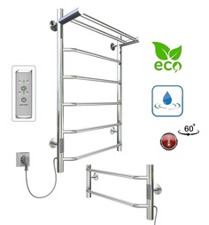 Полотенцесушитель электрический Aquanerzh Трапеция 800х400, таймер левый, с полкой