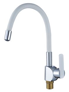 Смеситель для кухни Potato P58238-7 с гибким белым изливом, картридж 35 мм, хром