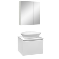Мебель для ванной Бари 60 белый, умывальник TERZO 60, с зеркалом Лада 60 белый РУНО