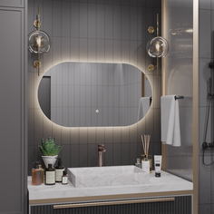 Зеркало Olivia 55*100 "парящее" для ванной c нейтральной LED-подсветкой горизонтальное Alias