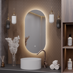 Зеркало Олимпия 80*40 для ванной с нейтральной LED-подсветкой Alias