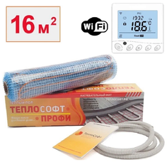Теплый пол нагревательный мат Теплософт Профи 16 м2 2400 Вт с wi-fi терморегулятором