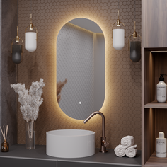 Зеркало Оливия 90*45 см для ванной с тёплая LED-подсветкой и антизапотеванием Alias
