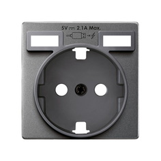 82 Concept Титан матовый Накладка для розетки Schuko с зарядным устройством 2xUSB Simon