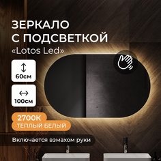 Зеркало в ванную TAIRIKUDO Lotos ЗЛП4075 с теплой подсветкой, овальное, настенное, 100х60